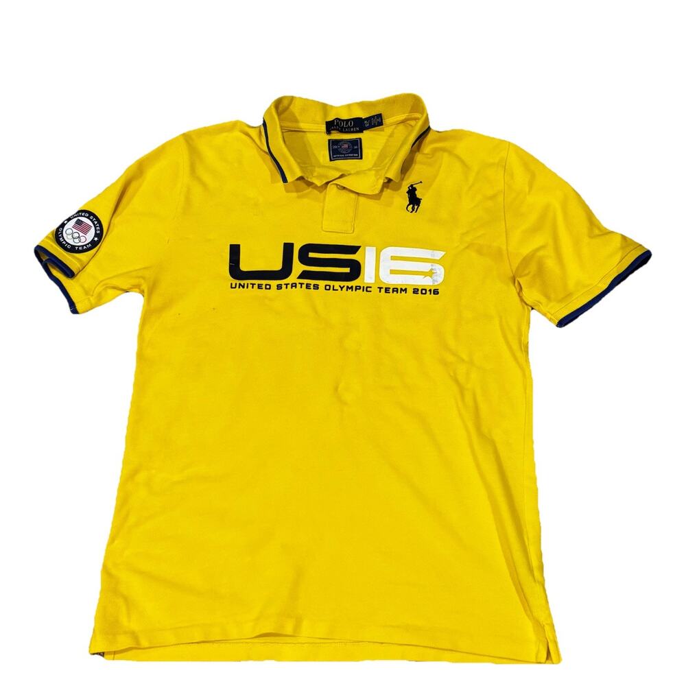 Polo Ralph Lauren 2016 US Olympic Team Yellow Polo Shirt USA Flag Pony Kids XL